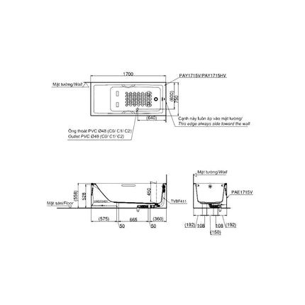 Pay1715Hv#W Bồn Tắm Xây