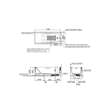 Pay1715V#W Bồn Tắm Xây