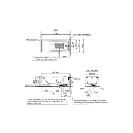 Pay1720Hv#W Bồn Tắm Xây