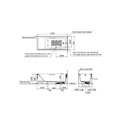 Pay1725Hv#W Bồn Tắm Xây