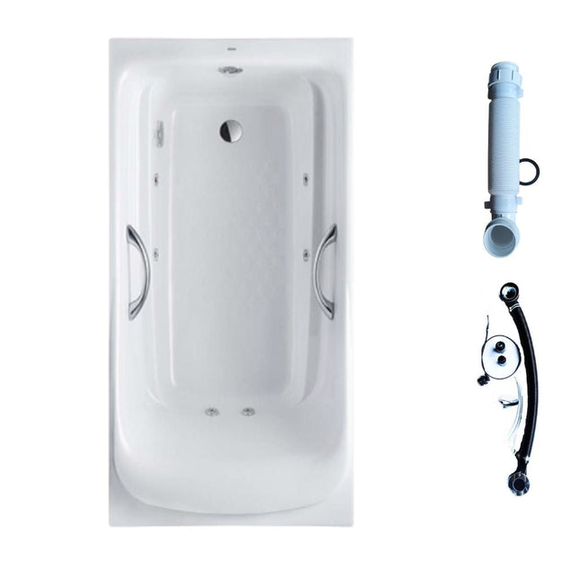 Bồn tắm massage TOTO PPYK1760ZLHPNE#P TVBF412 DB505R-2B ngọc trai 1m7 tay vịn gồm bộ xả thải