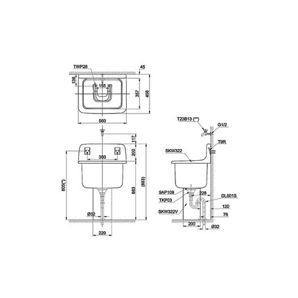 Sk322/Sk322F#W Lavabo Treo Tường