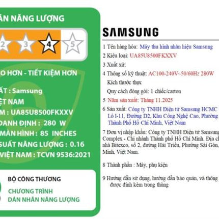 Smart Tivi Crystal UHD Samsung 4K 85 inch UA85U8500F