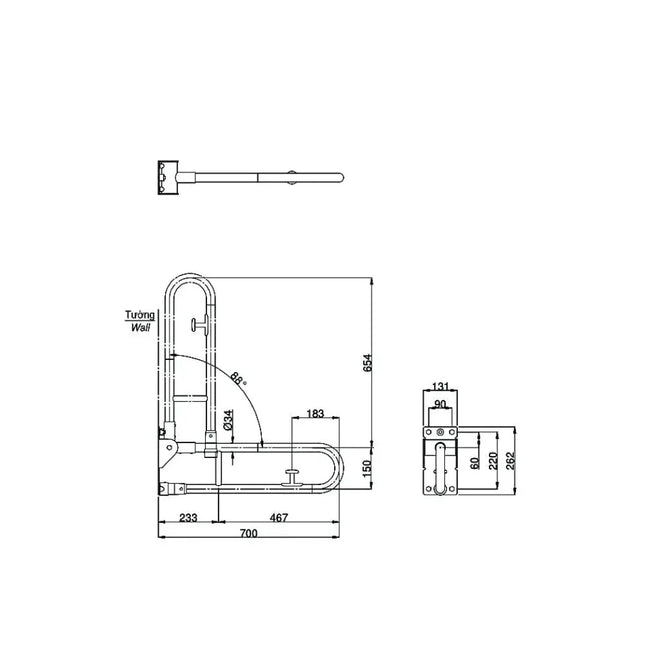 Thanh tay vịn T114HK7R#MLA T110D17S | Thiết Bị Vệ Sinh TOTO