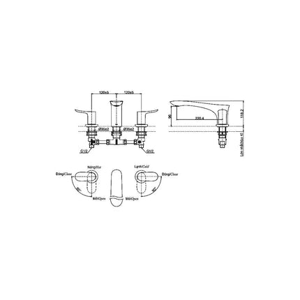Vòi xả bồn nóng lạnh GO (3 lỗ) TBG01201B | Thiết Bị Vệ Sinh TOTO