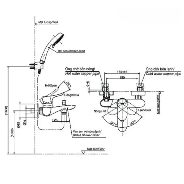 Tbg01302Va Tbw01010A Sen Tắm Gắn Tường