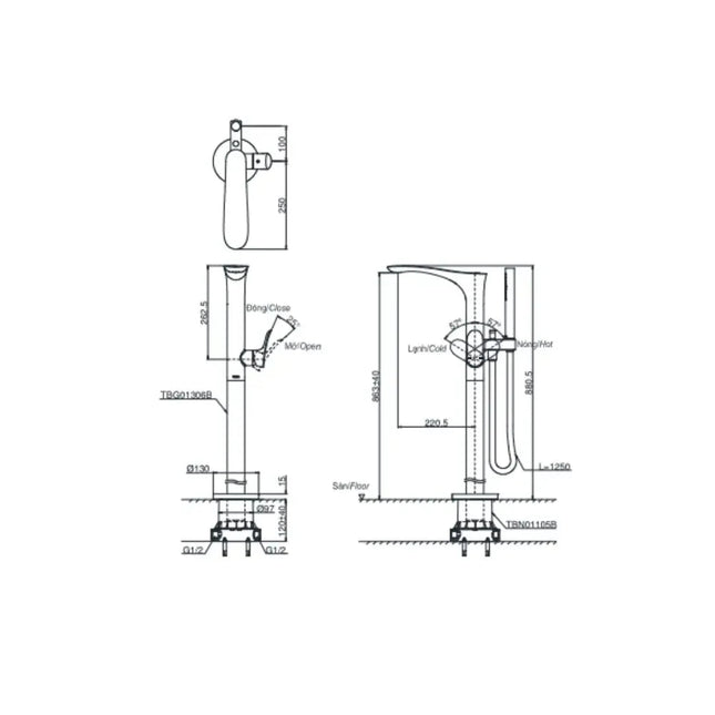 Vòi xả bồn tắm TBG01306BA TBN01105B | Thiết Bị Vệ Sinh TOTO