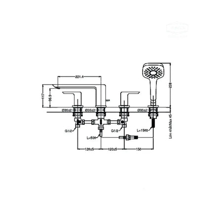 Vòi xả bồn nóng lạnh kèm sen tắm GR (4 lỗ) TBG02202BB | Thiết Bị Vệ Sinh TOTO