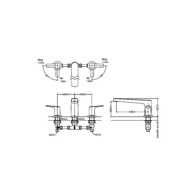 Vòi xả bồn nóng lạnh GS TBG03201B | Thiết Bị Vệ Sinh TOTO