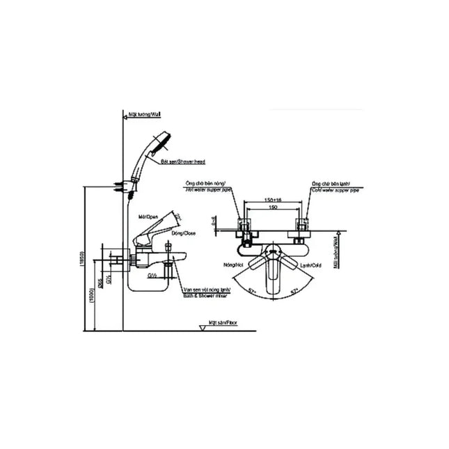 Tbg03302Va Sen Tắm Gắn Tường