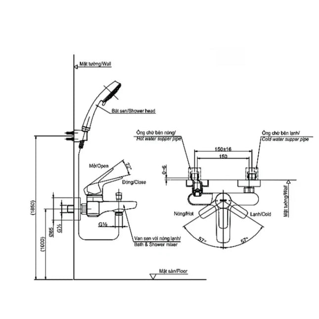 Tbg03302Va Tbw03002B Sen Tắm Gắn Tường