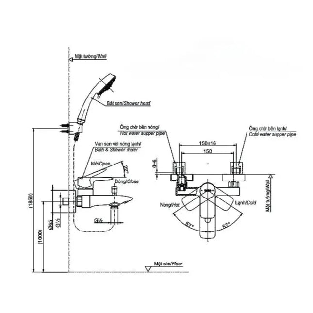 Tbg04302Va Tbw01010A Sen Tắm Gắn Tường