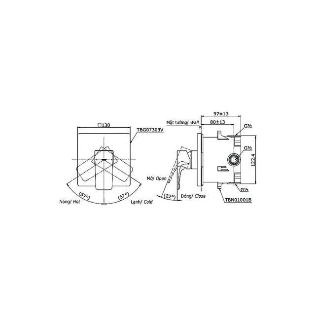Van gật gù điều chỉnh GE TBG07303VA TBN01001B | Thiết Bị Vệ Sinh TOTO