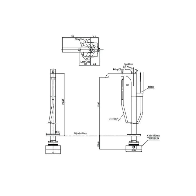 Vòi nước bồn tắm TBG08306A TBN01105B | Thiết Bị Vệ Sinh TOTO