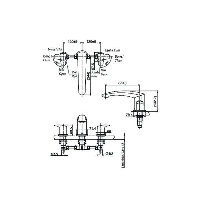 Vòi bồn tắm nằm nóng lạnh GM TBG09201B | Thiết Bị Vệ Sinh TOTO