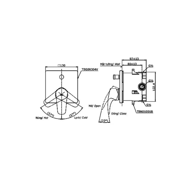 Van gật gù điều chỉnh GM TBG09304VA TBN01001B | Thiết Bị Vệ Sinh TOTO