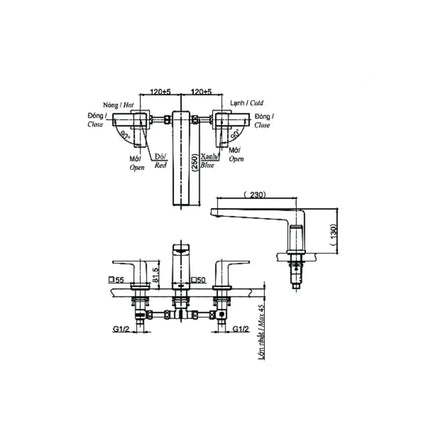 Vòi xả bồn tắm nóng lạnh GB TBG10201B | Thiết Bị Vệ Sinh TOTO