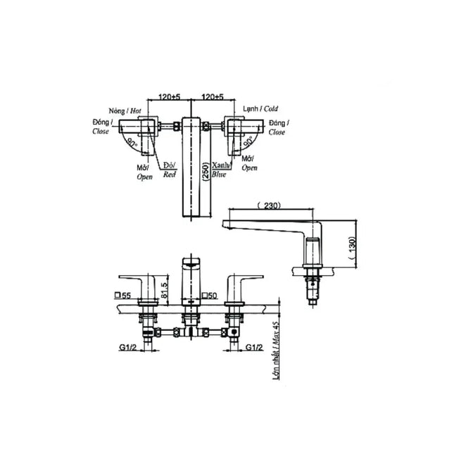 Vòi xả bồn tắm nóng lạnh GB TBG10201B | Thiết Bị Vệ Sinh TOTO