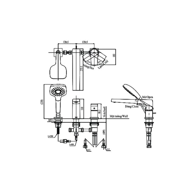 Vòi sen xả bồn tắm nóng lạnh TBG10305AA | Thiết Bị Vệ Sinh TOTO