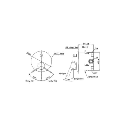 Van gật gù điều chỉnh GF TBG11304VA TBN01001B | Thiết Bị Vệ Sinh TOTO