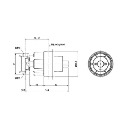 Phụ kiện âm tường TBN01102B | Thiết Bị Vệ Sinh TOTO