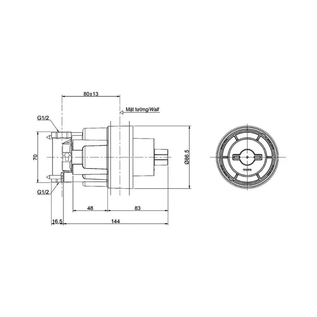 Phụ kiện âm tường TBN01102B | Thiết Bị Vệ Sinh TOTO