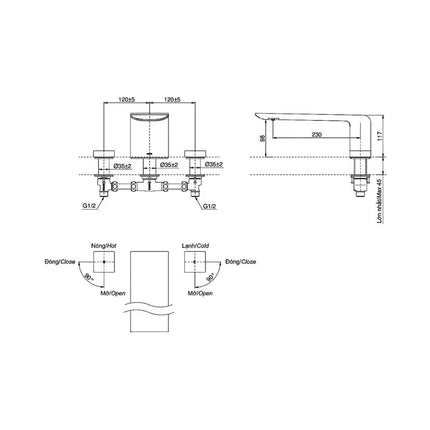 Vòi xả bồn tắm TBP02201B | Thiết Bị Vệ Sinh TOTO
