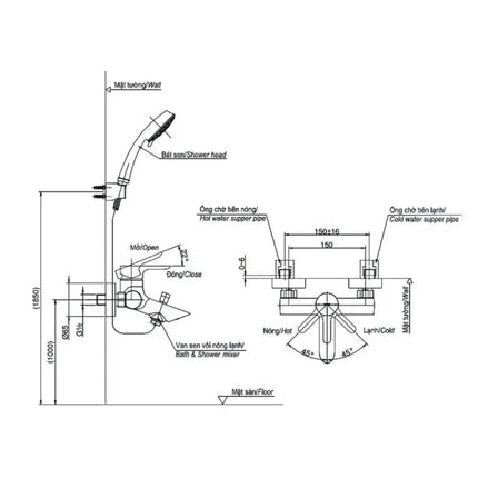 Bộ sen tắm nóng lạnh LB TBS01302V TBW02005A | Thiết Bị Vệ Sinh TOTO
