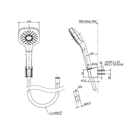 Bộ sen tắm nóng lạnh LB TBS01302V TBW02005A | Thiết Bị Vệ Sinh TOTO