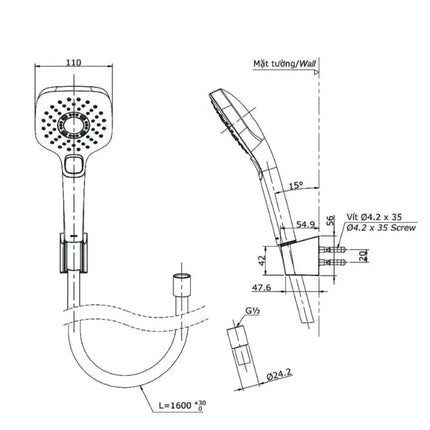Bộ sen tắm nóng lạnh LB TBS01302V TBW02006A | Thiết Bị Vệ Sinh TOTO