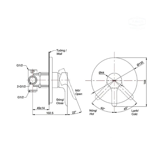 Van gật gù điều chỉnh nóng lạnh LB TBS01303B | Thiết Bị Vệ Sinh TOTO