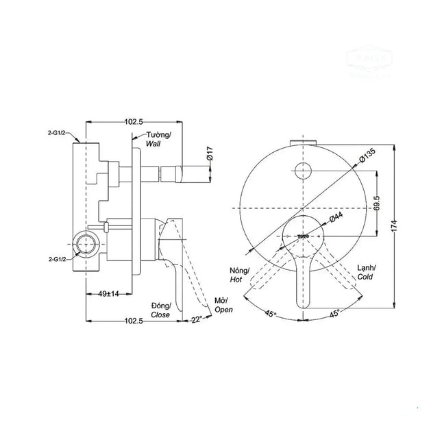Van gật gù điều chỉnh nóng lạnh LB TBS01304B | Thiết Bị Vệ Sinh TOTO