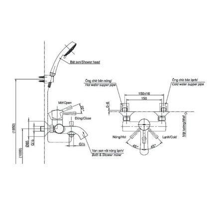 Bộ sen tắm nóng lạnh LN TBS02302V DGH104ZR | Thiết Bị Vệ Sinh TOTO