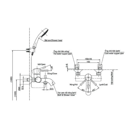 Bộ sen tắm nóng lạnh LN TBS02302V DGH108ZR | Thiết Bị Vệ Sinh TOTO