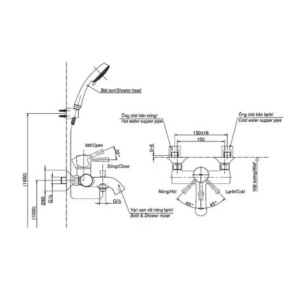 Bộ sen tắm nóng lạnh LN TBS02302V TBW01010A | Thiết Bị Vệ Sinh TOTO