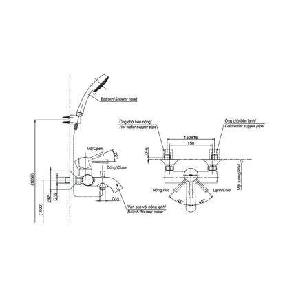 Bộ sen tắm nóng lạnh LN TBS02302V TBW02005A | Thiết Bị Vệ Sinh TOTO