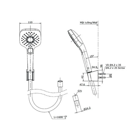 Bộ sen tắm nóng lạnh LN TBS02302V TBW02006A | Thiết Bị Vệ Sinh TOTO