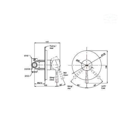 Van gật gù điều chỉnh nóng lạnh LN TBS02303B | Thiết Bị Vệ Sinh TOTO