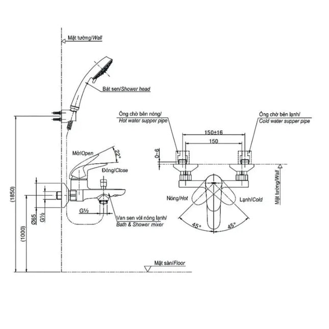 Bộ sen tắm nóng lạnh LC TBS03302V DGH108ZR | Thiết Bị Vệ Sinh TOTO