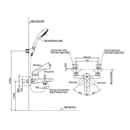 Bộ sen tắm nóng lạnh GF TBS03302V TBW01008A | Thiết Bị Vệ Sinh TOTO
