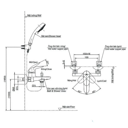 Bộ sen tắm nóng lạnh LC TBS03302V TBW02006A | Thiết Bị Vệ Sinh TOTO