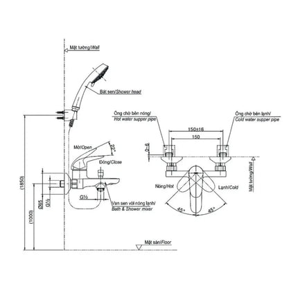 Bộ sen tắm nóng lạnh LC TBS03302V TBW02017A | Thiết Bị Vệ Sinh TOTO