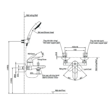 Bộ sen tắm nóng lạnh LC TBS03302V TBW03002B | Thiết Bị Vệ Sinh TOTO