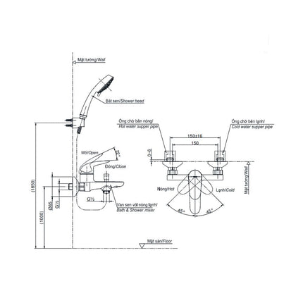 TBS03302V TBW07012A - Sen tắm gắn tường