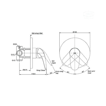 Van gật gù điều chỉnh nóng lạnh LC TBS03303B | Thiết Bị Vệ Sinh TOTO