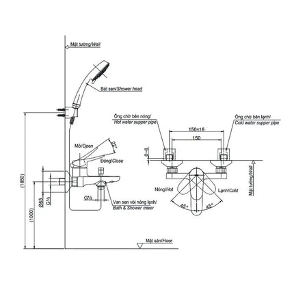 Bộ sen tắm nóng lạnh LF TBS04302V TBW01008A | Thiết Bị Vệ Sinh TOTO