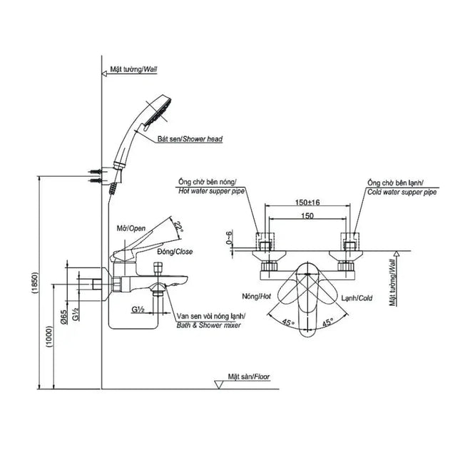 Bộ sen tắm nóng lạnh LF TBS04302V TBW01008A | Thiết Bị Vệ Sinh TOTO