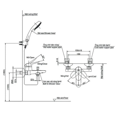 Bộ sen tắm nóng lạnh LF TBS04302V TBW01010A | Thiết Bị Vệ Sinh TOTO