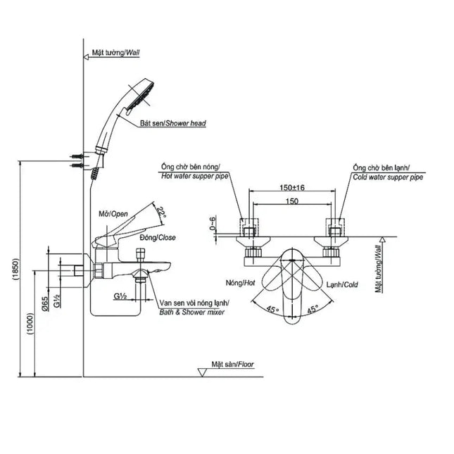 Bộ sen tắm nóng lạnh LF TBS04302V TBW01010A | Thiết Bị Vệ Sinh TOTO