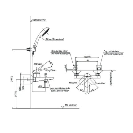 Bộ sen tắm nóng lạnh LF TBS04302V TBW02006A | Thiết Bị Vệ Sinh TOTO